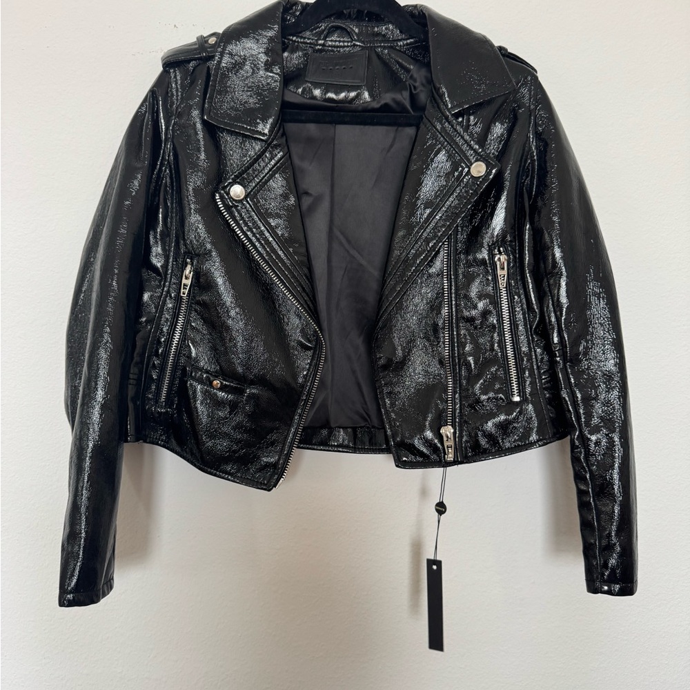 Blank NYC Shiny Black Leather Jacket